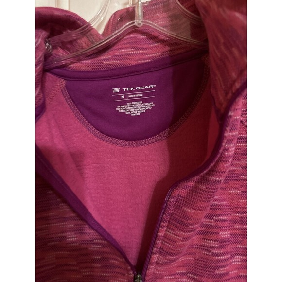 Tek Gear Womens 1/4 Zip Pullover Fleece Jacket Pink Space Dye Long Sleeve M - Picture 3 of 8